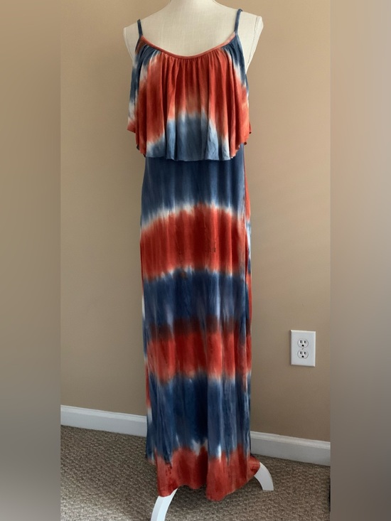 White Mark Dresses & Skirts - Women’s Coral & Navy Tie-Dye Maxi Dress